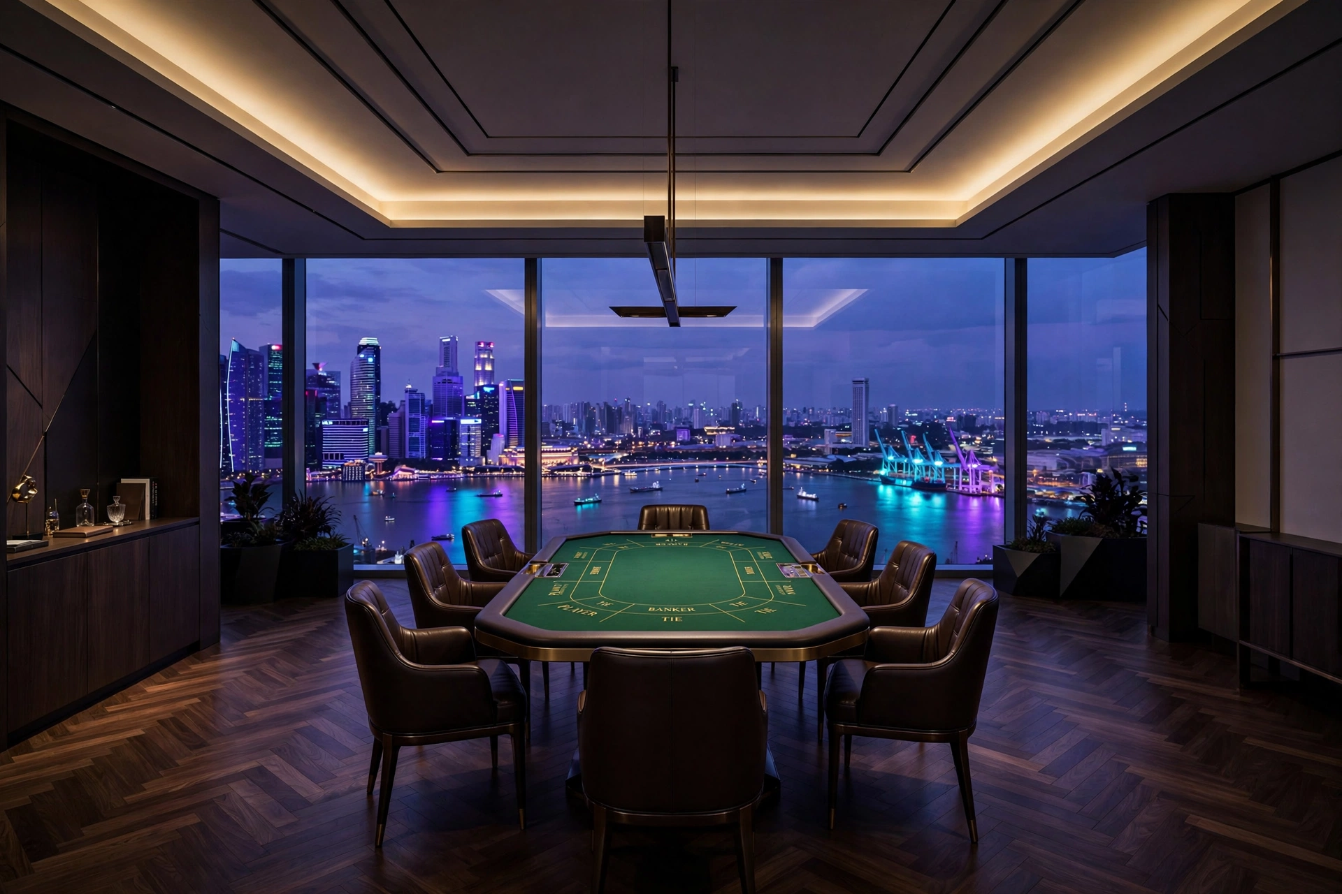 Marina Bay Sands Paiza Club private gaming room overlooking Singapore bay