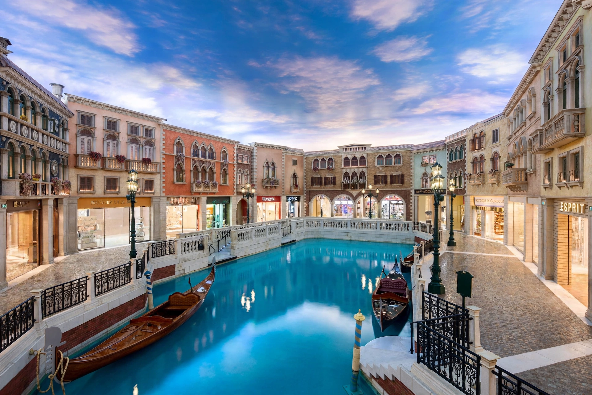 The Venetian Macao indoor canal district with gondolas and painted sky ceiling